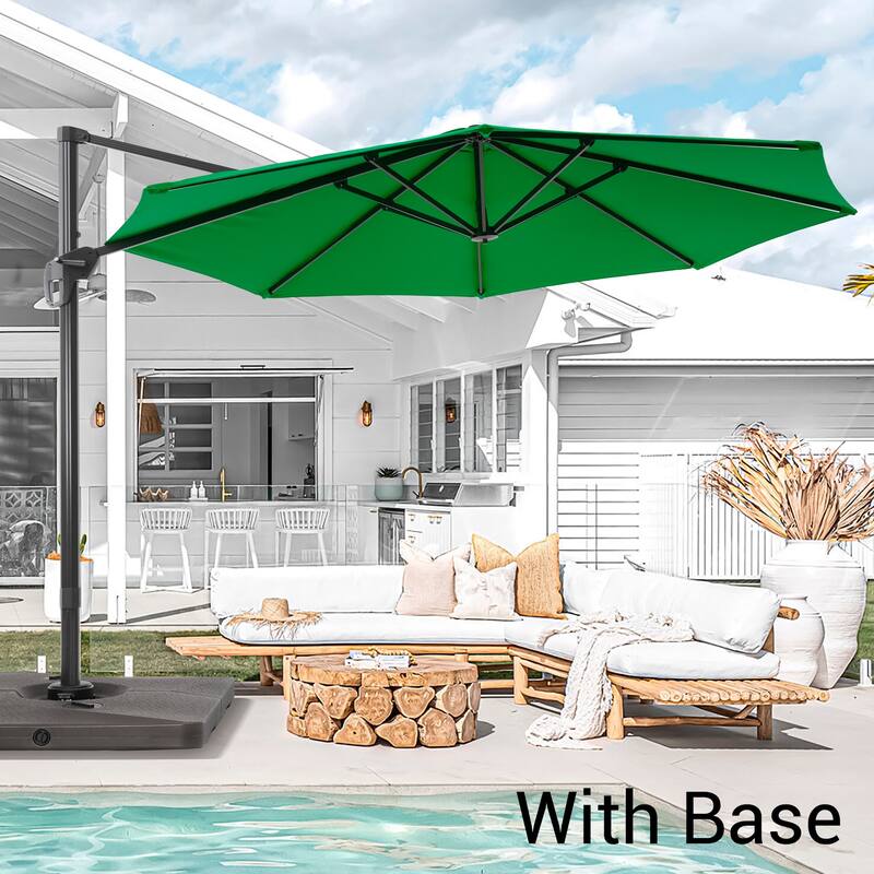 Bonosuki 11FT Patio Cantilever Umbrella With Resin Base - Green