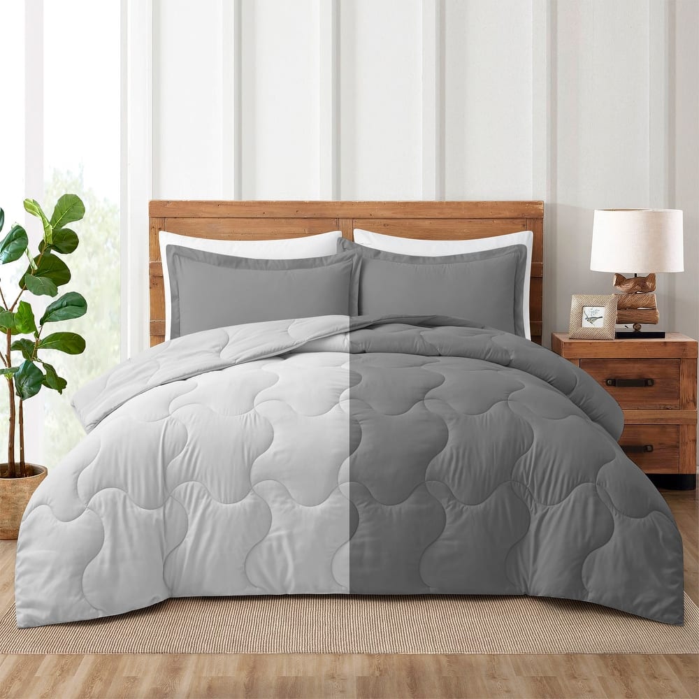 Lightweight Reversible Microfiber Down Alternative Comforter Set