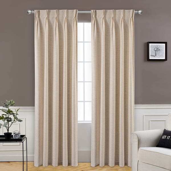 DriftAway Pinch Pleat Linen Textured Semi Sheer Solid Curtains Back ...