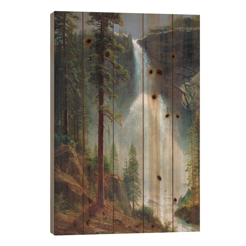 Nevada Falls Print On Wood by Albert Bierstadt - Multi-Color - 40x26x1.5