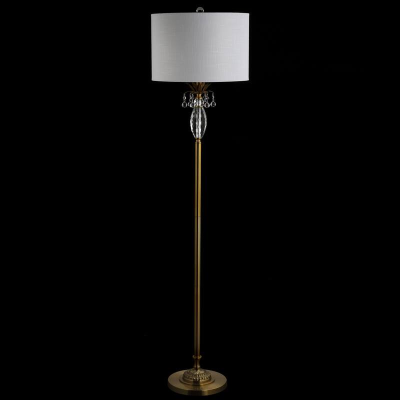 Amelia 61" Crystal / Metal LED Floor Lamp, Clear/Brass Gold by JONATHAN Y - Brass Gold/Clear - 61" H x 15" W x 15" D