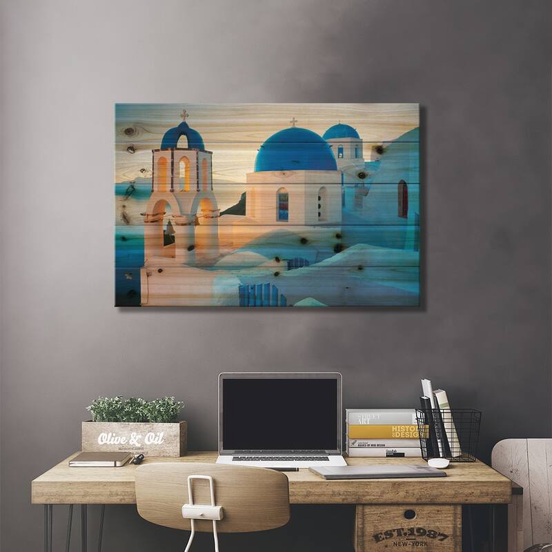 Oia Sunrise, Santorini, Greece II Print On Wood by Jim Nilsen - Multi-Color