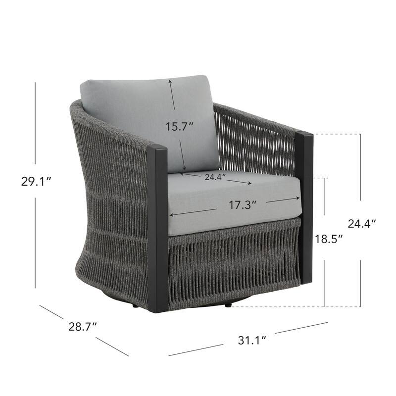 Carlos Modern Swivel Accent Chair with Handwoven Rope For Living Room