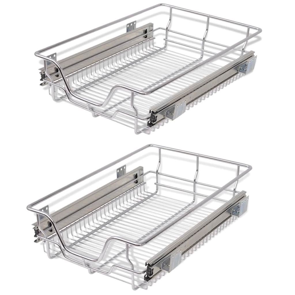 Shop Vidaxl Pull Out Wire Baskets 2 Pcs Silver 15 7 Free