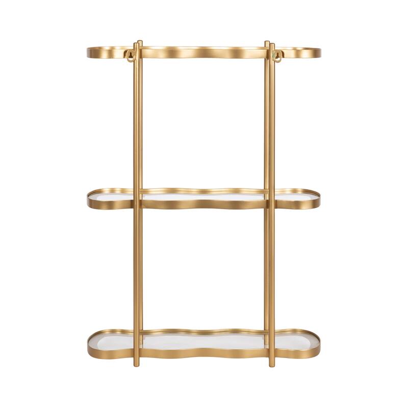 Kate and Laurel Curventi Tiered Wall Shelf Glass and Metal - 21x8x28
