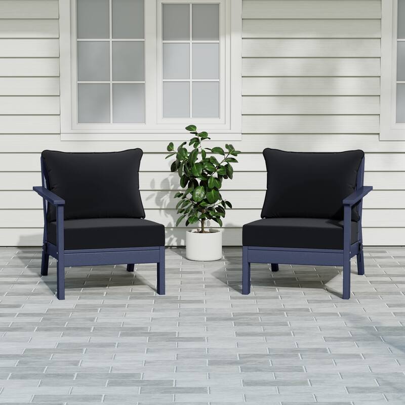Polytrends Birchwood All Weather HDPE Outdoor Patio Deep Seating Navy Blue Loveseat (2-Piece)