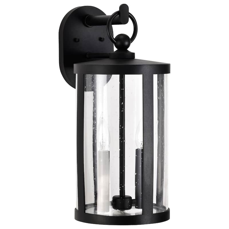 Broadstone 2 Light Medium Wall Lantern Matte Black with Clear Seeded Glass