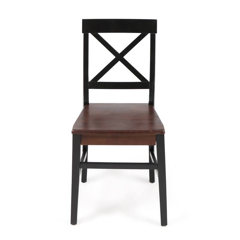 Country Set of 2 Dining Chairs with X-shaped Back, Solid Wood Frame for Dining Room Living Room Balcony and Patio