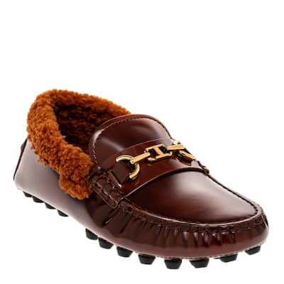 Tod's Gommino Macro Embellished Shearling-Trimmed Loafers
