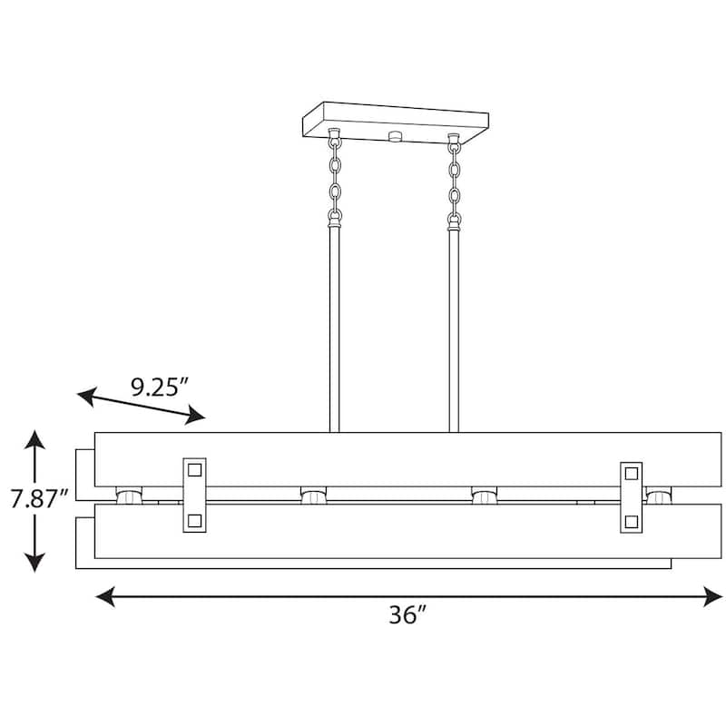 Hemsworth Collection 4-Light Textured Black Coastal Chandelier Light - 12.750" x 43.500" x 14.500"