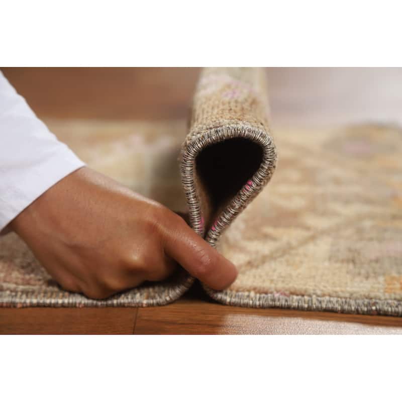 Tribal Brown Anatolian Oriental Foyer Rug Hand-Knotted Wool Carpet - 1'4" x 2'6"