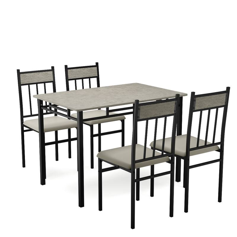 Costway 5 Piece Dining Set Faux Marble Top Table 30'' and 4 Padded - See Details - as pic