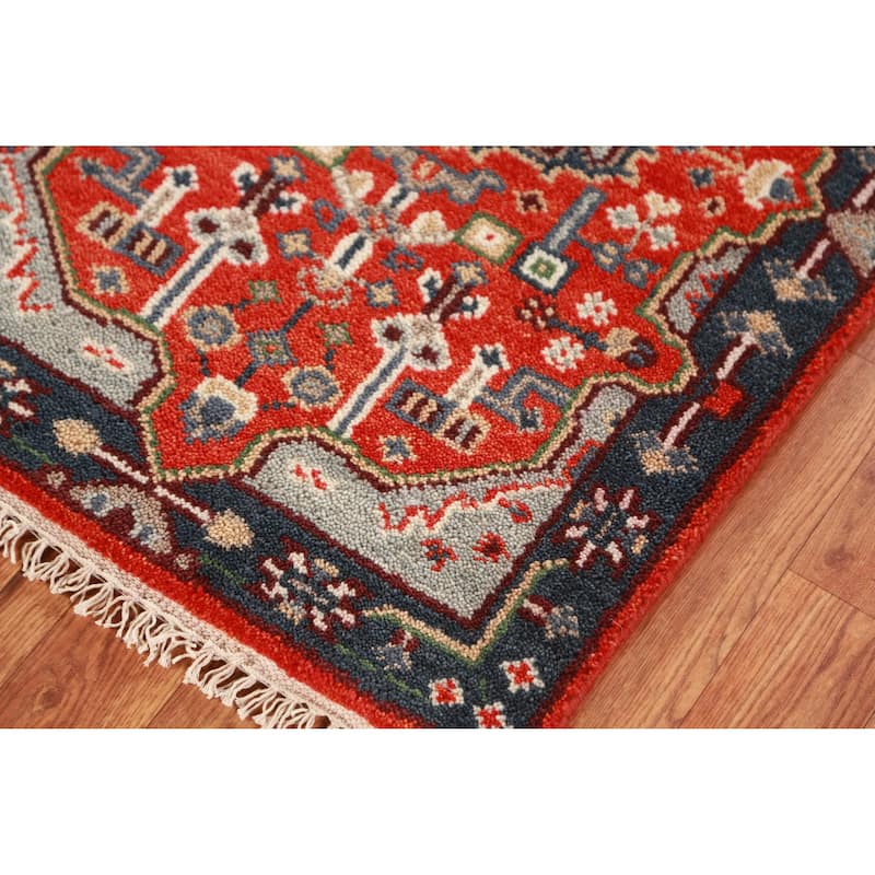 Orange Kazak Indian Accent Foyer Rug Handmade Wool Carpet - 2'0" x 3'0"