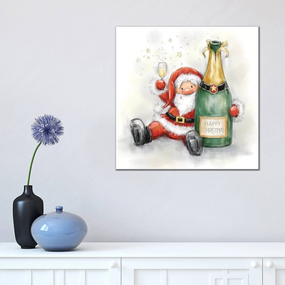 iCanvas "Santa Holding Bottle" by MAKIKO Canvas Print