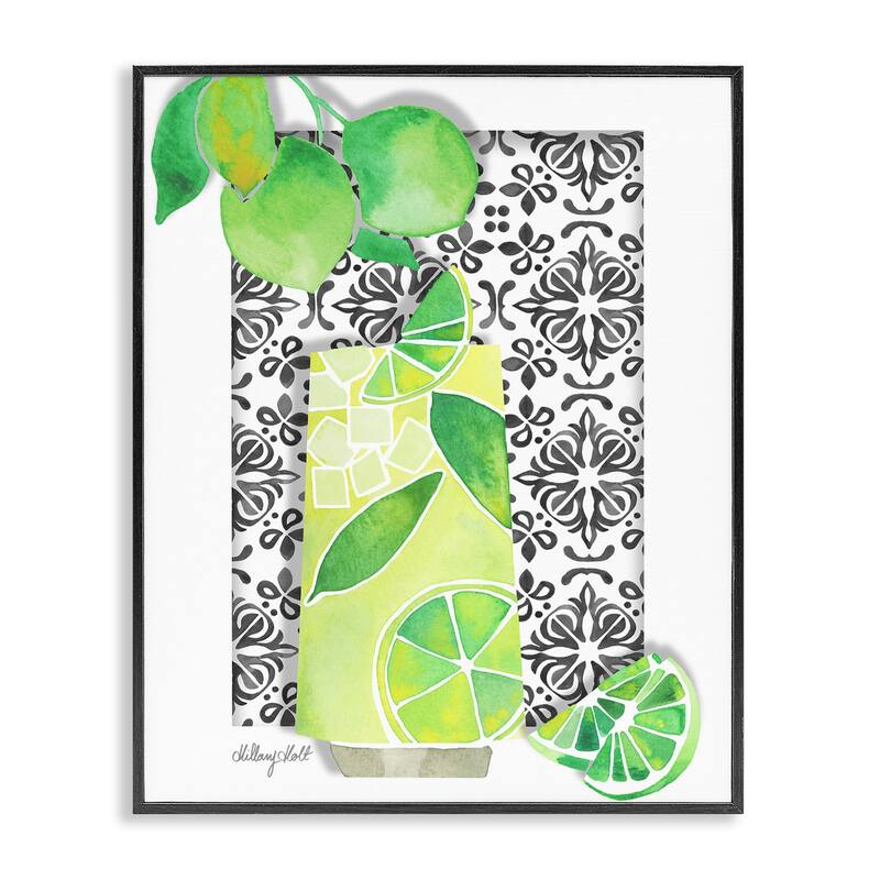 Stupell Mediterranean Mojito Drink Framed Giclee Art Design By Hillary Holt - 24 x 30 - Black