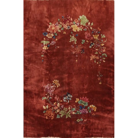 Vegetable Dye Art Deco Nichols Oriental Wool Area Rug Hand-knotted - 8'8" x 11'7"