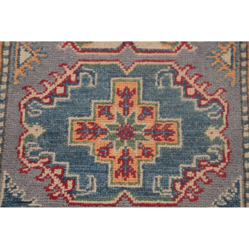 Geometric Kazak Oriental Foyer Rug Handmade Traditional Wool Carpet - 2'9" x 4'1"