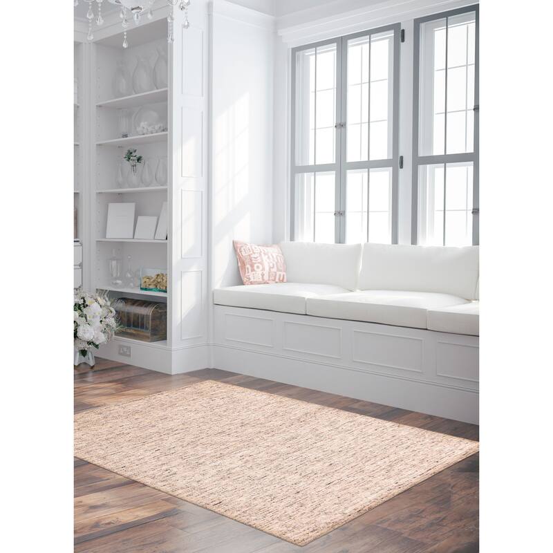 ECARPETGALLERY Hand Loomed Loreto Light Grey Viscose, Wool Rug - 5'5 x 7'9