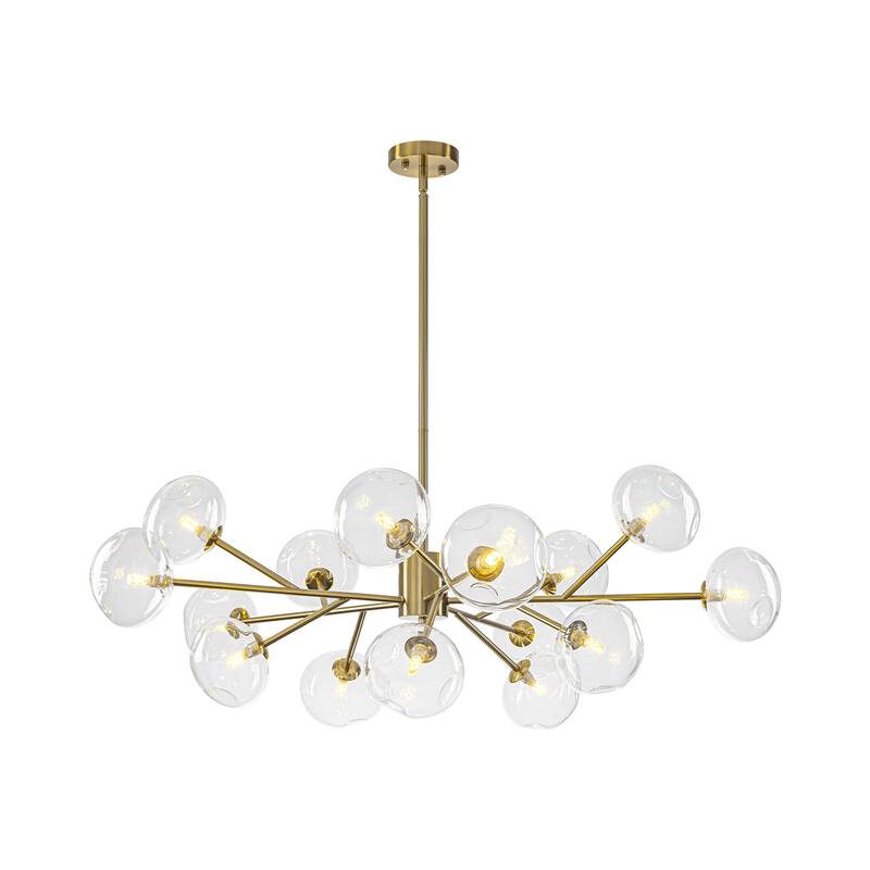 15-Light Modern Brass Bubble Glass Sputnik Chandelier for Living Room - 15 Light