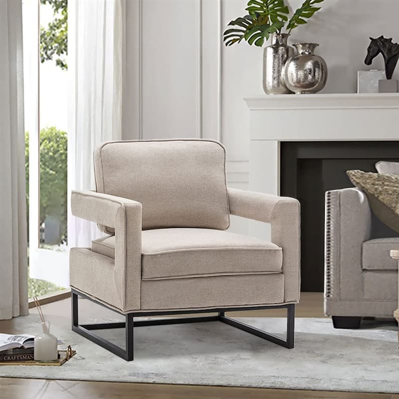 Modern Arm Accent Chair, Mid Century Living Room Chair Upholstered Lounge Chair