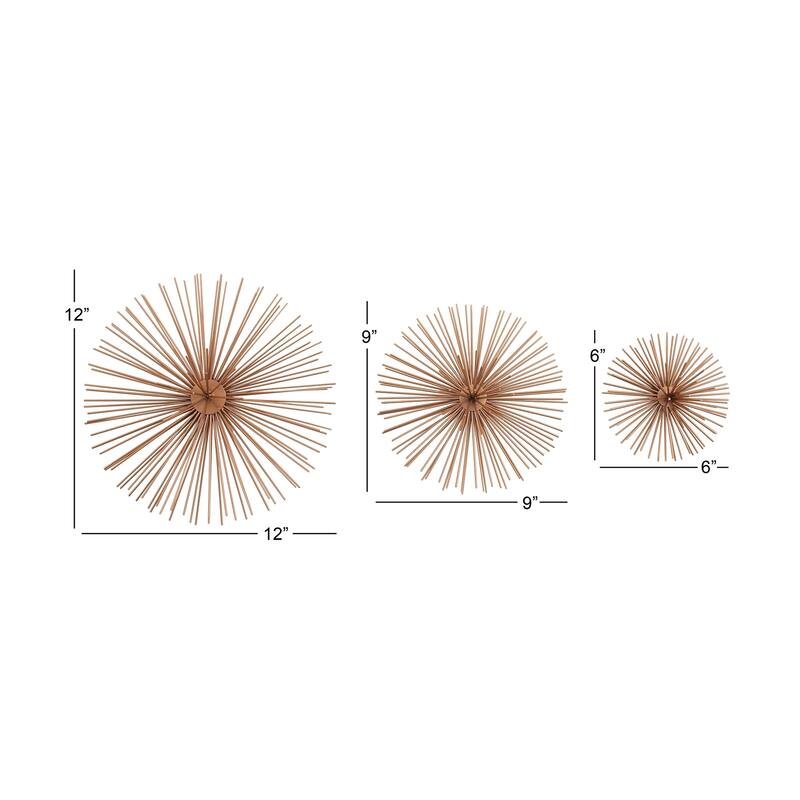 CosmoLiving by Cosmopolitan Metal 3D Starburst Wall Decor (Set of 3) - Silver, Gold, Black, Copper