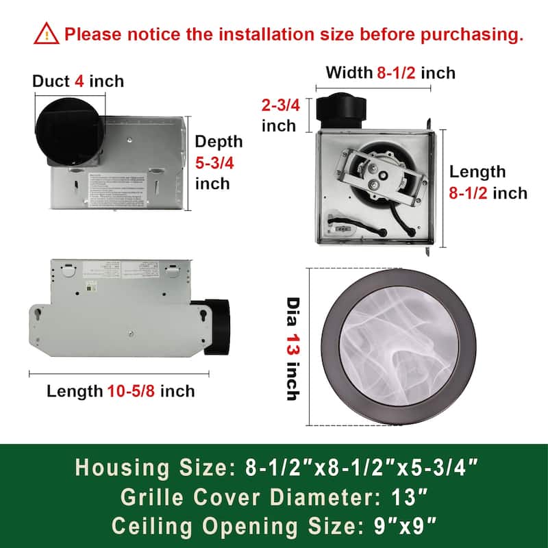 Akicon Exhaust Fan, Ultra Quiet 80 CFM 1.5 Sones Ventilation Exhaust Bathroom Fan with Light, 3 CCT LED Light, 3 Years Warranty