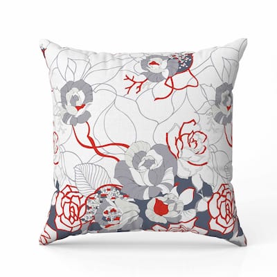 Regal Rose Retreat Indoor/Outdoor Reversible Throw Pillow White and Gray