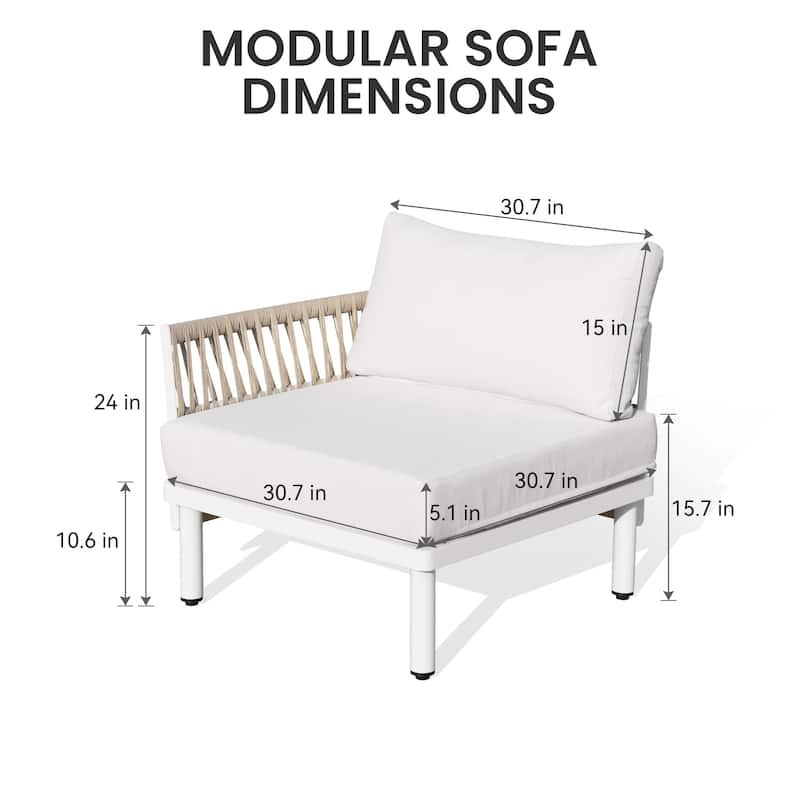 2/4/6/8-Seat Modular All-Weather Aluminum Outdoor Sectional Sofa Set with Deep Seating Patio Conversation Set