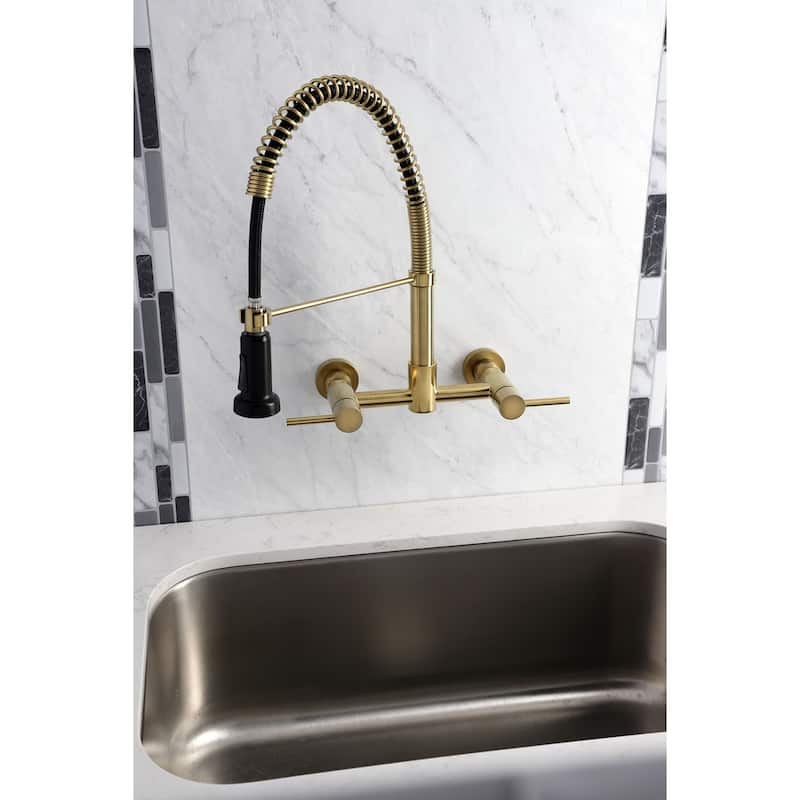Kingston Brass Concord Two-Handle Wall Mount Pull-Down Kitchen Faucet