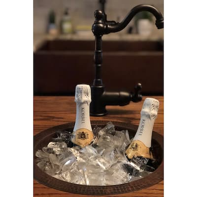 12-in Round Hammered Copper Champagne Bar/Prep Sink (BR12WDB)