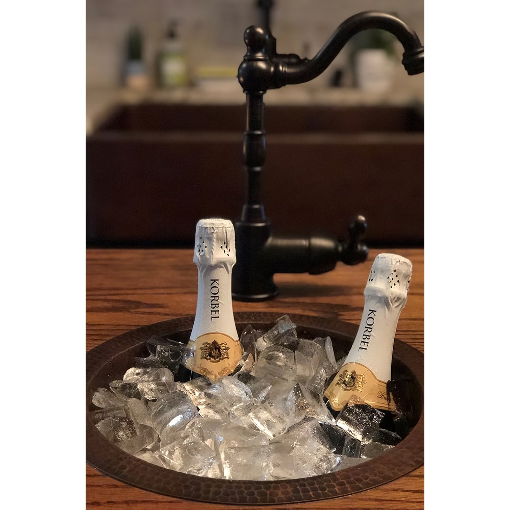 12-in Round Hammered Copper Champagne Bar/Prep Sink (BR12WDB)