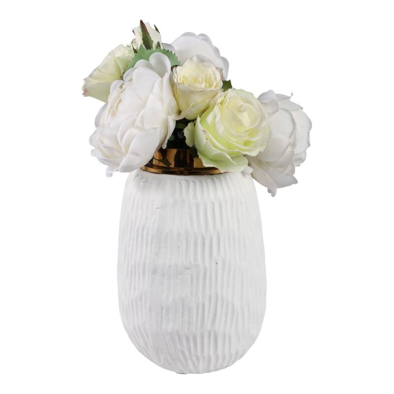 Pottery Metal Vase Earthenware Handcrafted Tapered Textured Surface