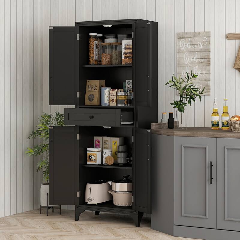 HOMCOM 67" Freestanding Kitchen Pantry, 4-Door Storage Cabinet