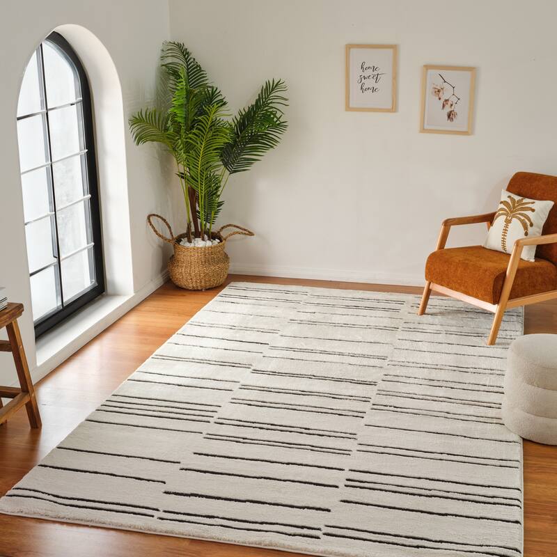 Rug Branch Domus Abstract Indoor Area Rug, Cream Black - 8