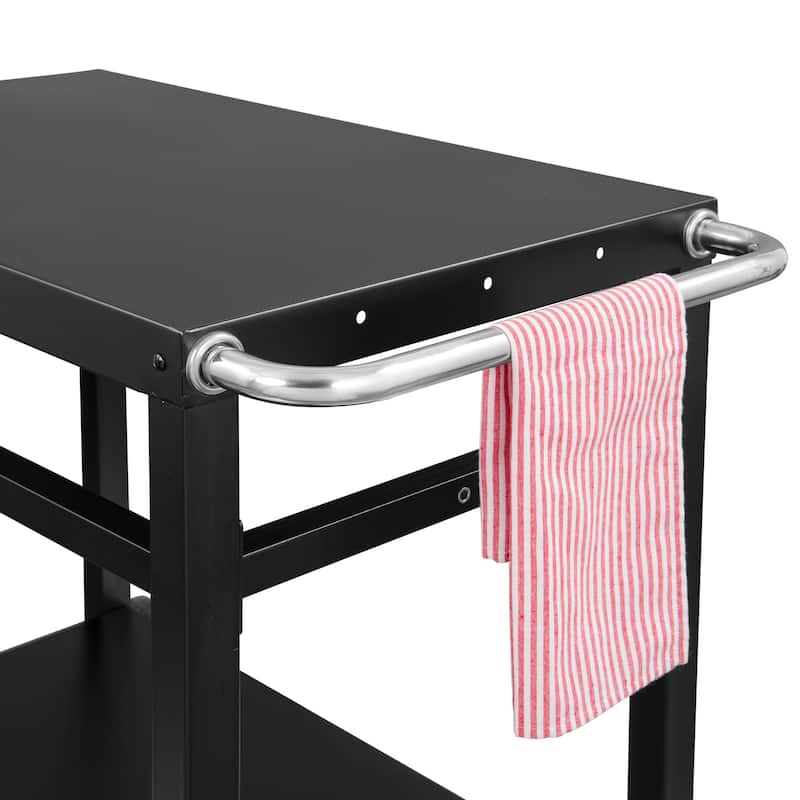 Royal Gourmet Double Shelf Movable Dining Cart Work Table with Handle