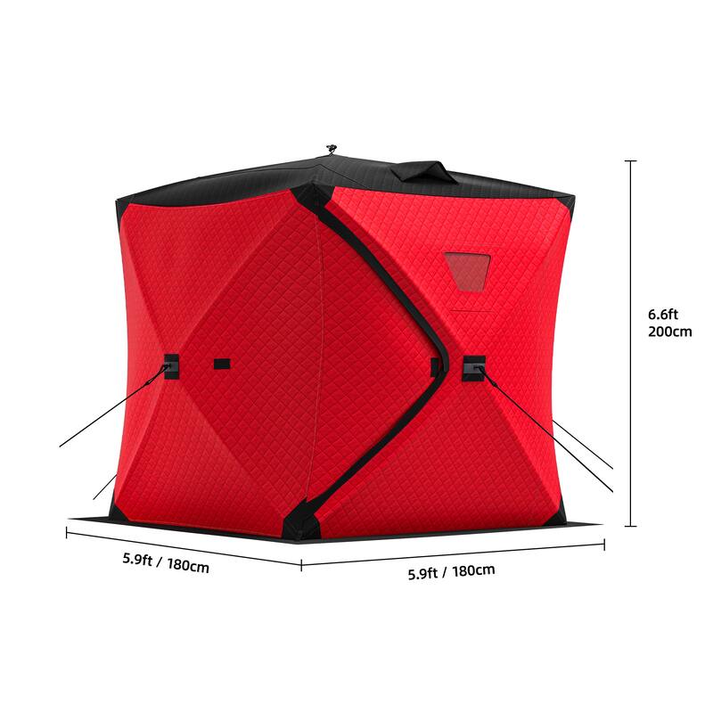 3-Layer Insulated Pop-up Canopy Portable Ice Shelter Ice Fishing Tent with 2 Doors and Carrying Bag