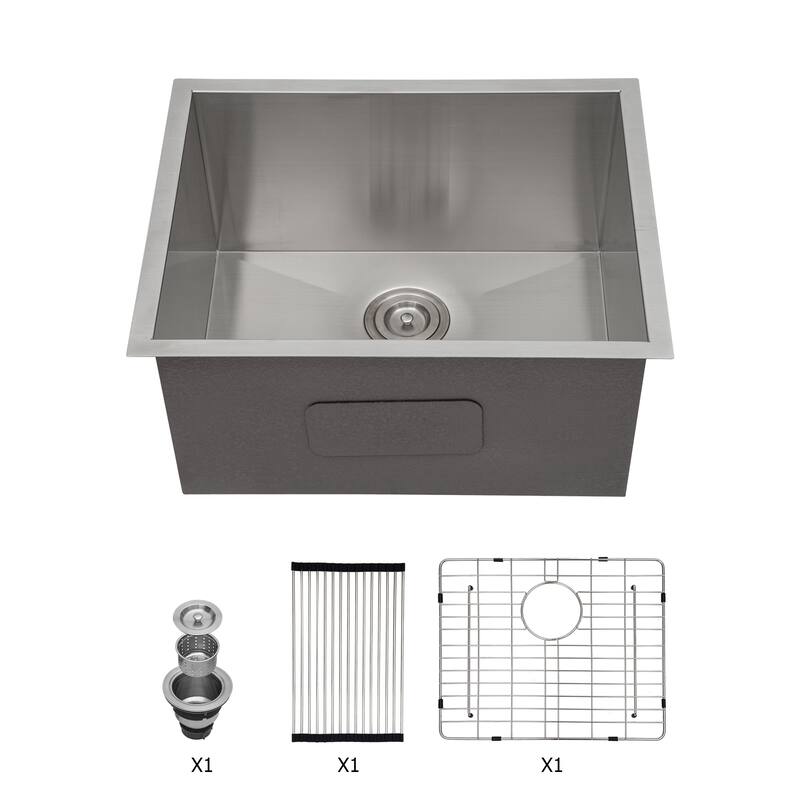 Undermount 16 Gauge Single Bowl Stainless Steel Kitchen Sink in Brushed Nickel