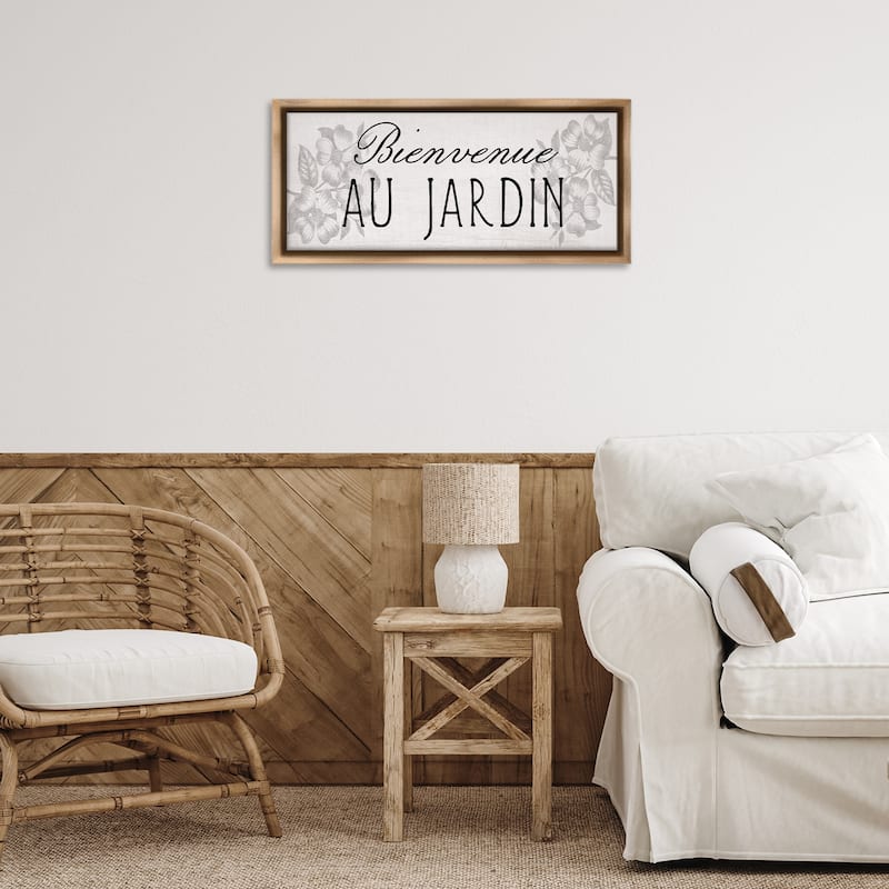 Stupell French Garden Welcome Framed Floater Canvas Wall Art Design By Lil' Rue