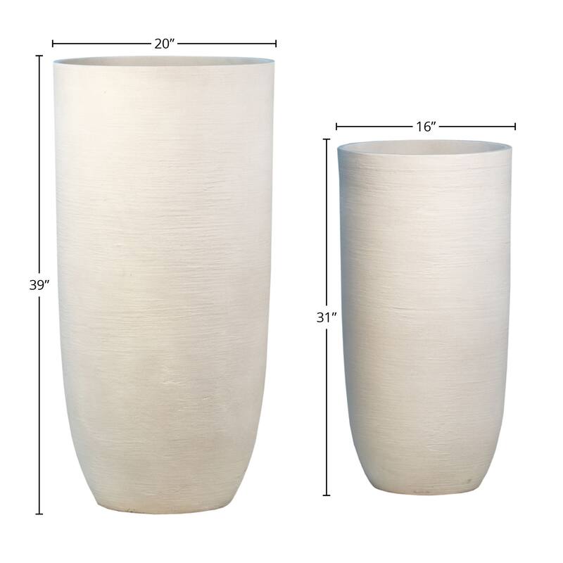 Garden Fiber and Sand Composition Pot Planter (Set of 2)