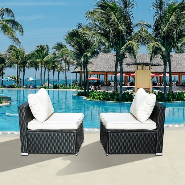 Zenova Rattan 2piece Outdoor Furniture Set Rattan Sofa Sectional Set