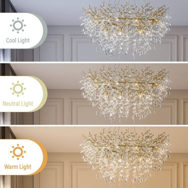 Modern Round Branch Crystal Chandelier, 600-1200mm Diameter, Marquise Cut Crystal Pendant Light