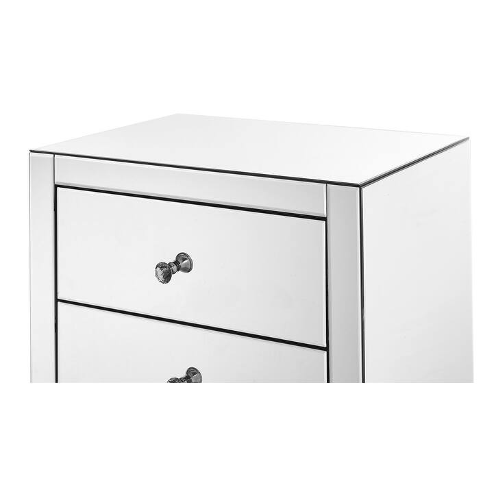Indigo Home 5 Drawer Chest 24 in x 18 in x 45 in. in Clear Mirror