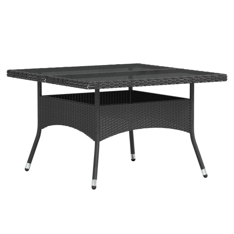 vidaXL Garden Dining Set Black Poly rattan Standard Removable Covers - 47.2 x 47.2 x 29.5 in