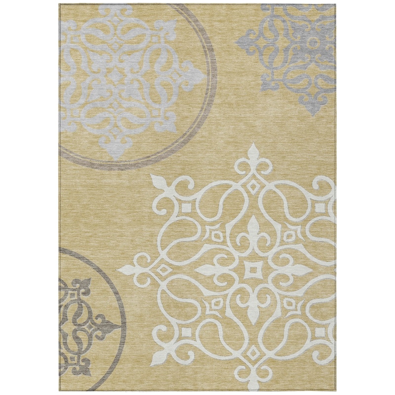 Machine Washable Indoor/ Outdoor Chantille Bold Medallion Rug