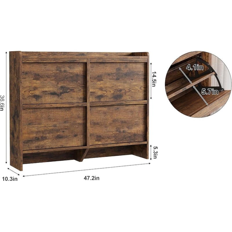 Narrow Shoe Cabinet Organizer with 4 Flip Drawers for Entryway, Hallway, Living Room