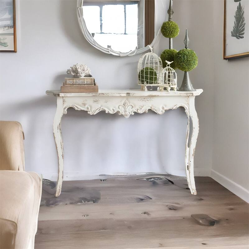 Slimline Whitewash Console Table, for Hallway Living Room Bedroom