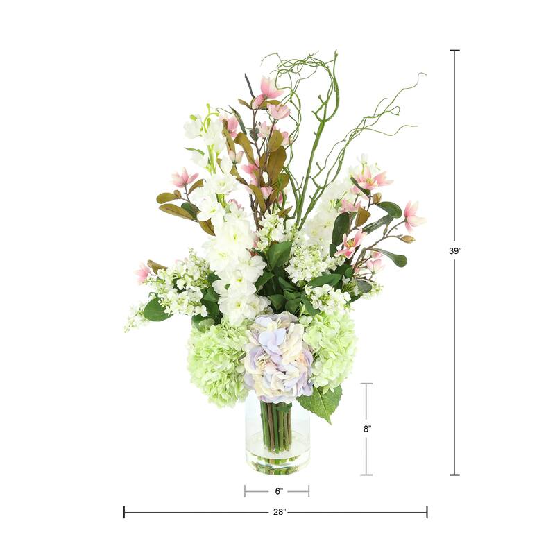 Floral Centerpiece with Hydrangeas, Magnolias and Lilacs - 39