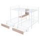 preview thumbnail 21 of 24, Full Over Twin & Twin Triple Bunk Bed with Drawers, Multi-Functional Metal Frame Bed with Desks and Shelves in the Middle