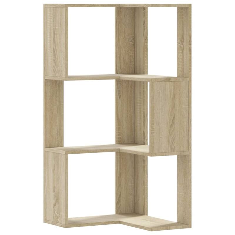 vidaXL Corner Bookcase 3-Tier Oak 19.7x19.7x40.2" Engineered Wood