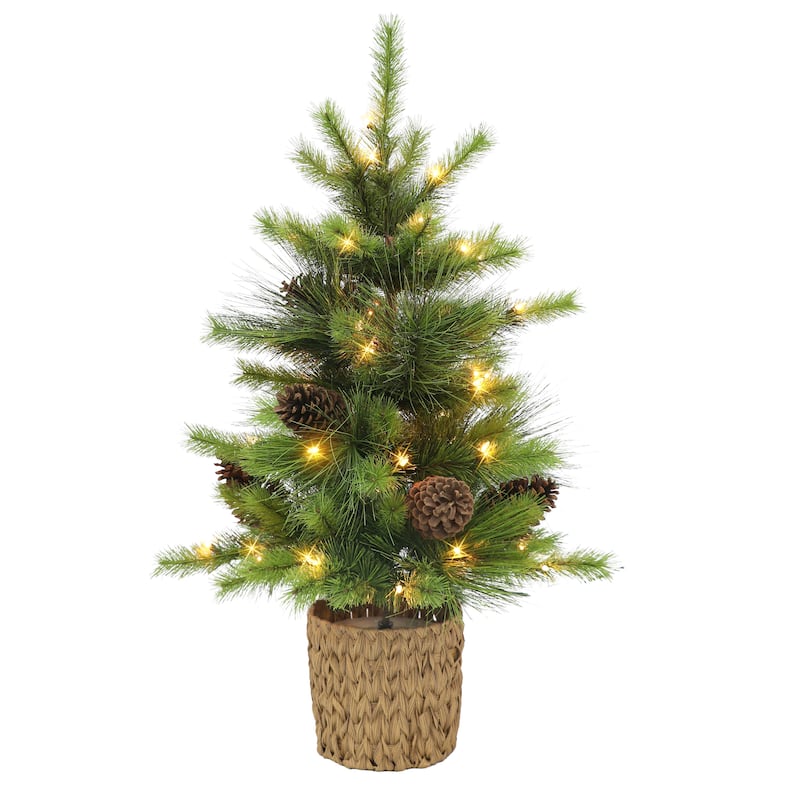 Puleo International 3.5 ft. Pre-Lit Potted Artificial Tree